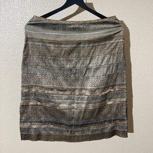 Dosa Chic Striped Pencil Skirt - Brown and Gray